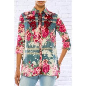 NEW VINTAGE GOA floral printed shirt with embroidery in multi
